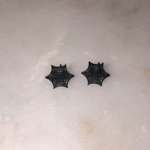 Black Spider Web Earrings